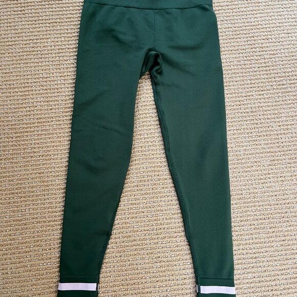 The Upside Form Seamless Midi Leggings Olive Green with Pink Stripe Size M - Picture 10 of 11